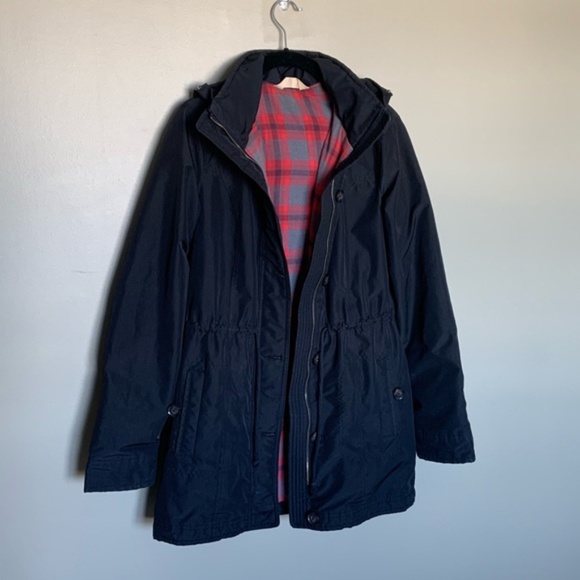 Hollister Jackets & Blazers - Hollister black flannel lined hooded raincoat M